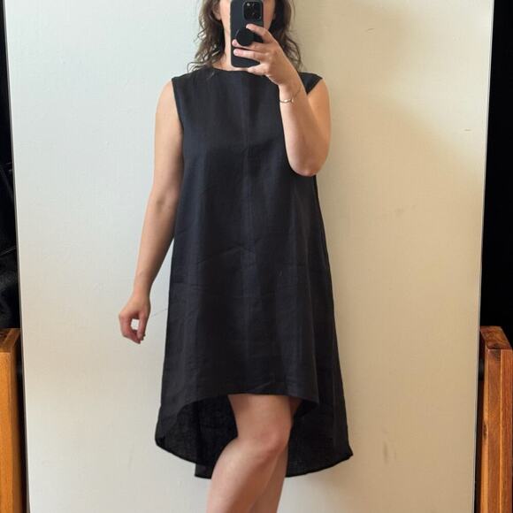 NWT BEACH HOUSE Black Linen Minimalist Sleeveless Shift Dress - Picture 1 of 6